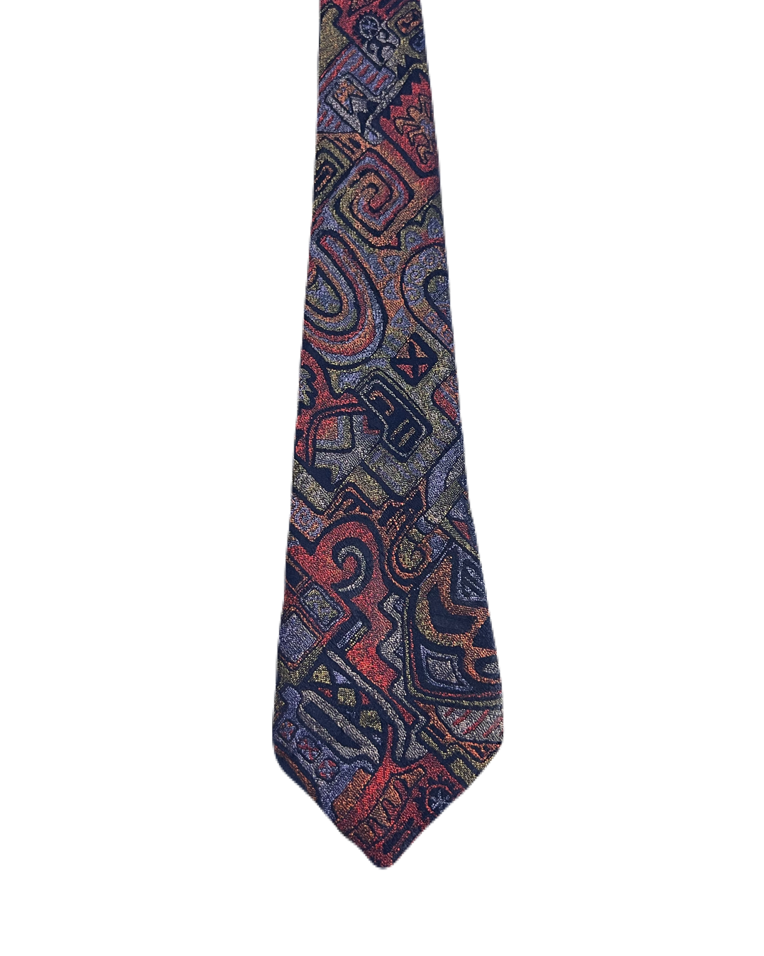 Abstract Patterned Embroidered Narrow Tie