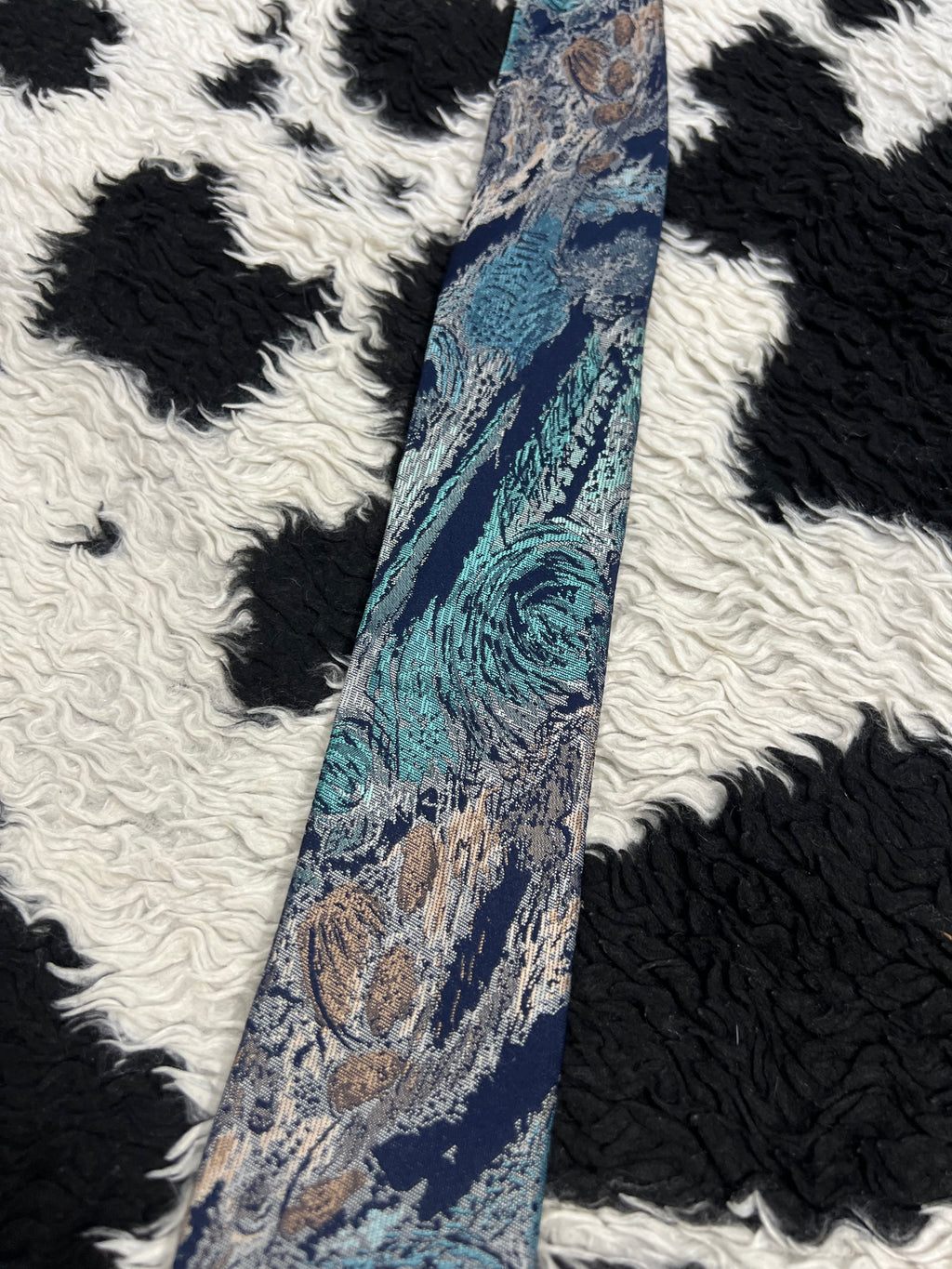Blue Fully Embroidered Abstract Tie