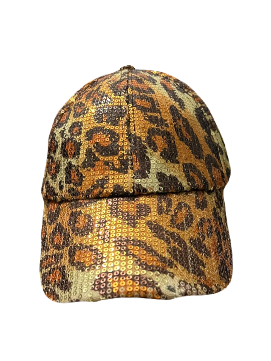 Cheetah Print Glitter Cap