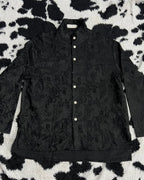 Black Textured Paisley Buttonup