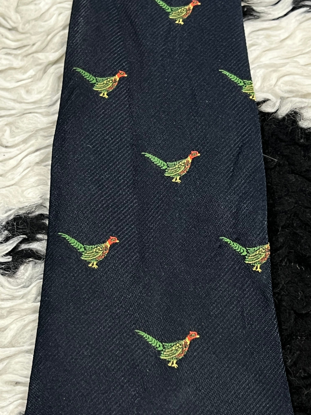 Blue Embroidered Pheasants Tie