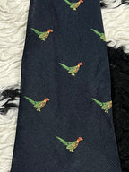 Blue Embroidered Pheasants Tie