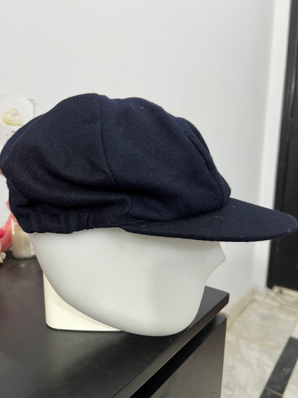 Navy Blue Embroidered Messenger Cap