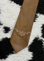 Narrow Brown Embroidered Tie