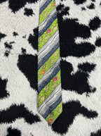 Fully Embroidered Green Floral Tie