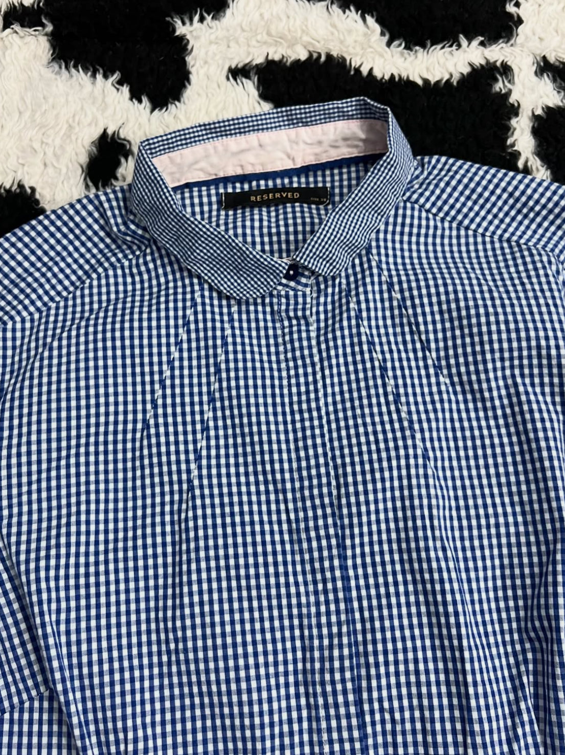 Blue Gingham Reserved Fitted Women's Buttonup