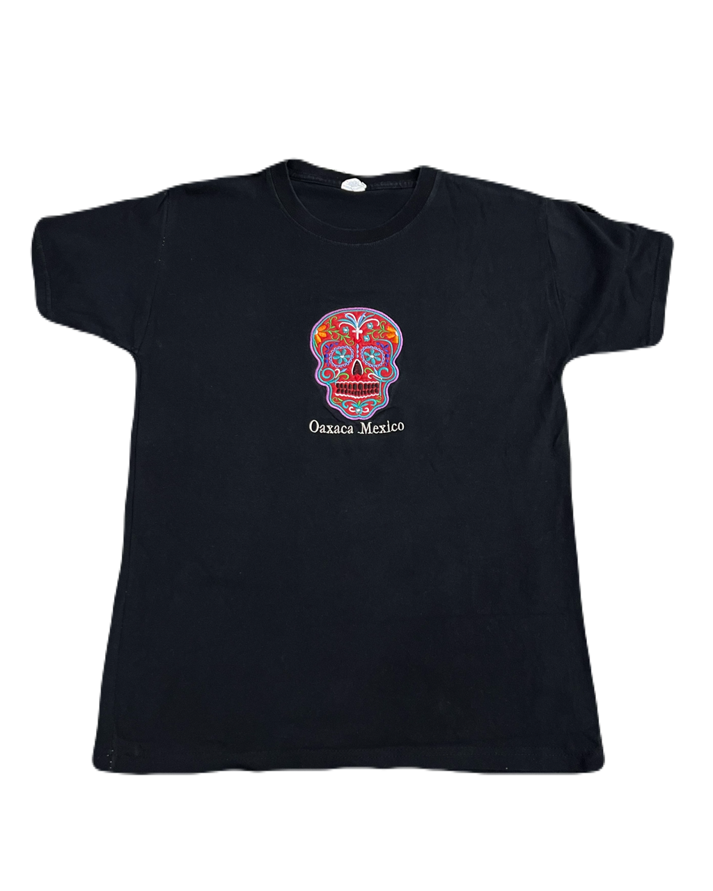 Embroidered Skull Oaxaca Mexico Tee (Medium)