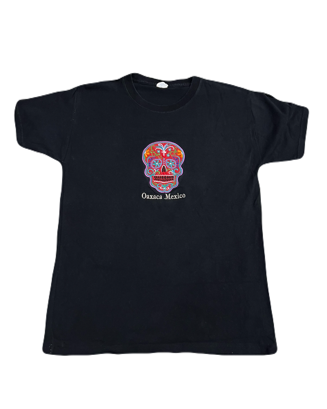 Embroidered Skull Oaxaca Mexico Tee (Medium)