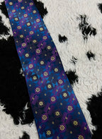 Montago Purple & Blue Floral Embroidered Tie