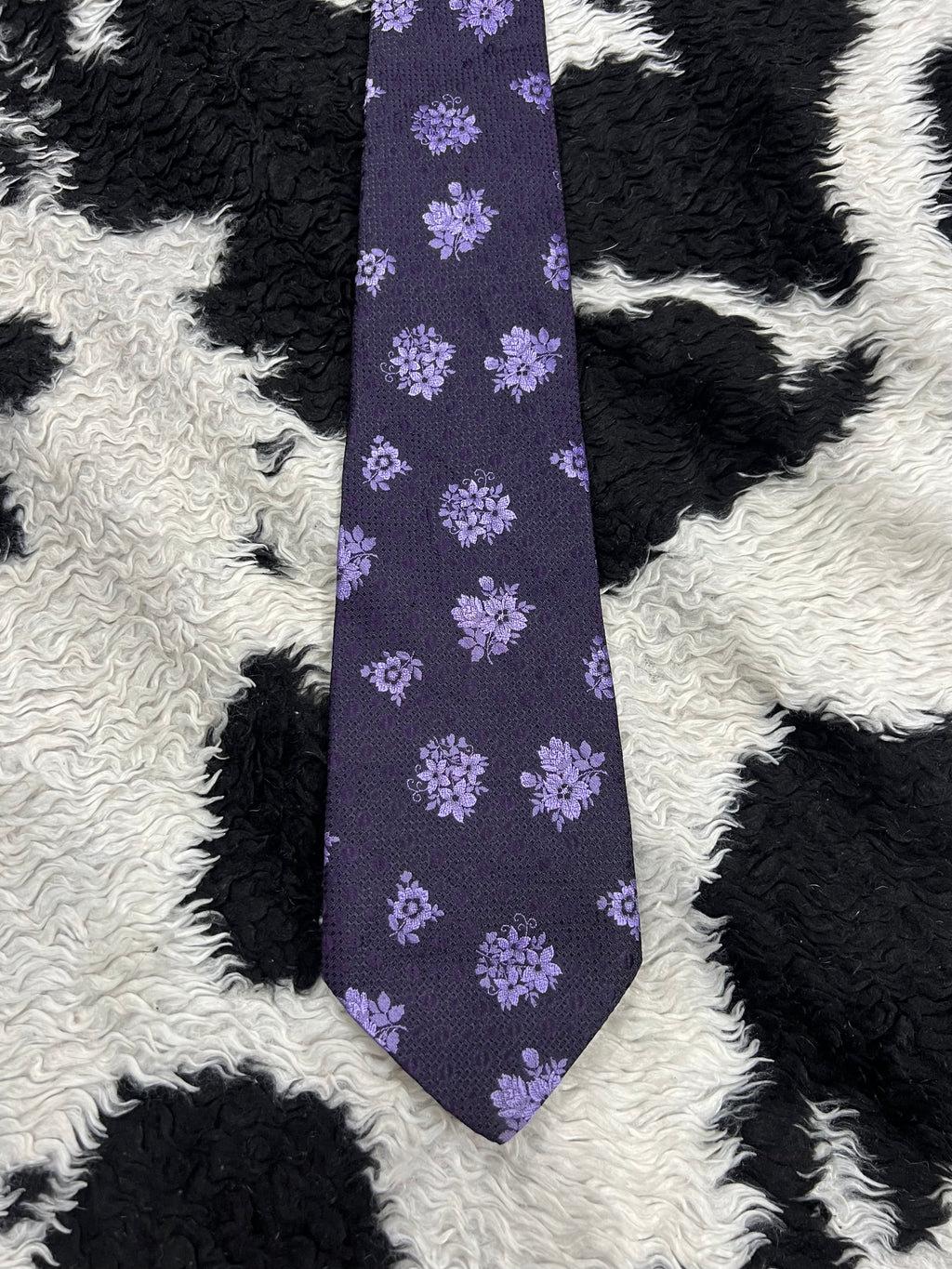 Purple Floral Embroidered Tie