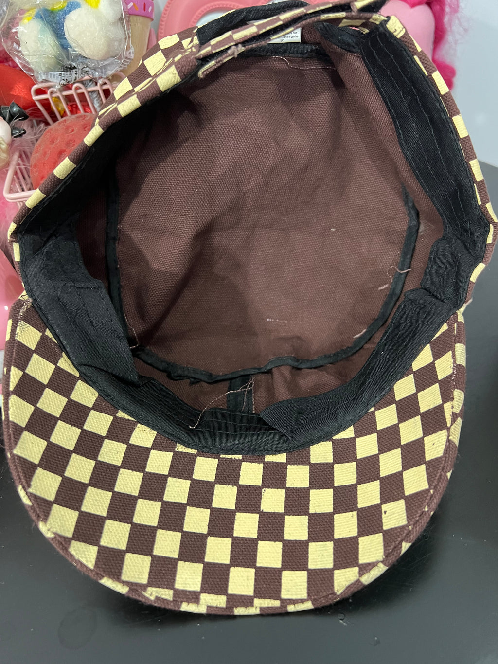 Brown & Beige Checkered Cap