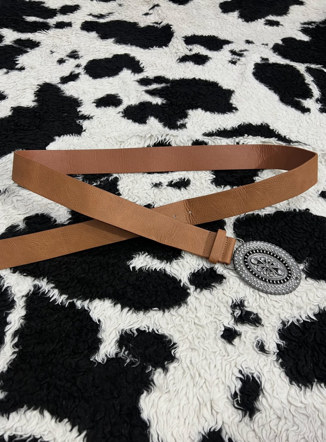 Oval Buckle Brown Belt