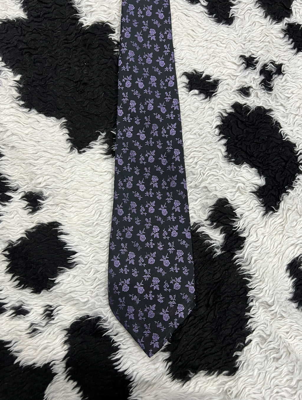 Black & Purple Floral Tie