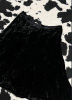 Mid-Length Below Knees Black Velvet Skirt