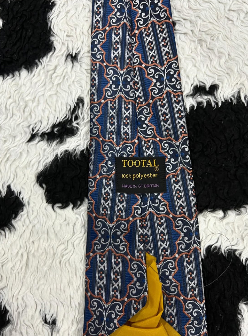TOOTAL Blue & Orange Embroidered Tie