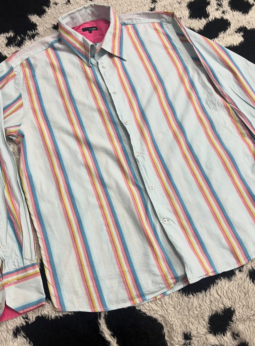 Rainbow Striped Blue Buttonup