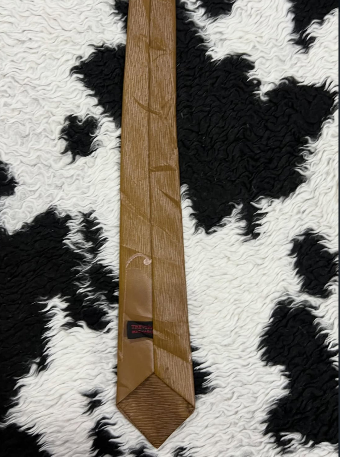 Narrow Brown Embroidered Tie