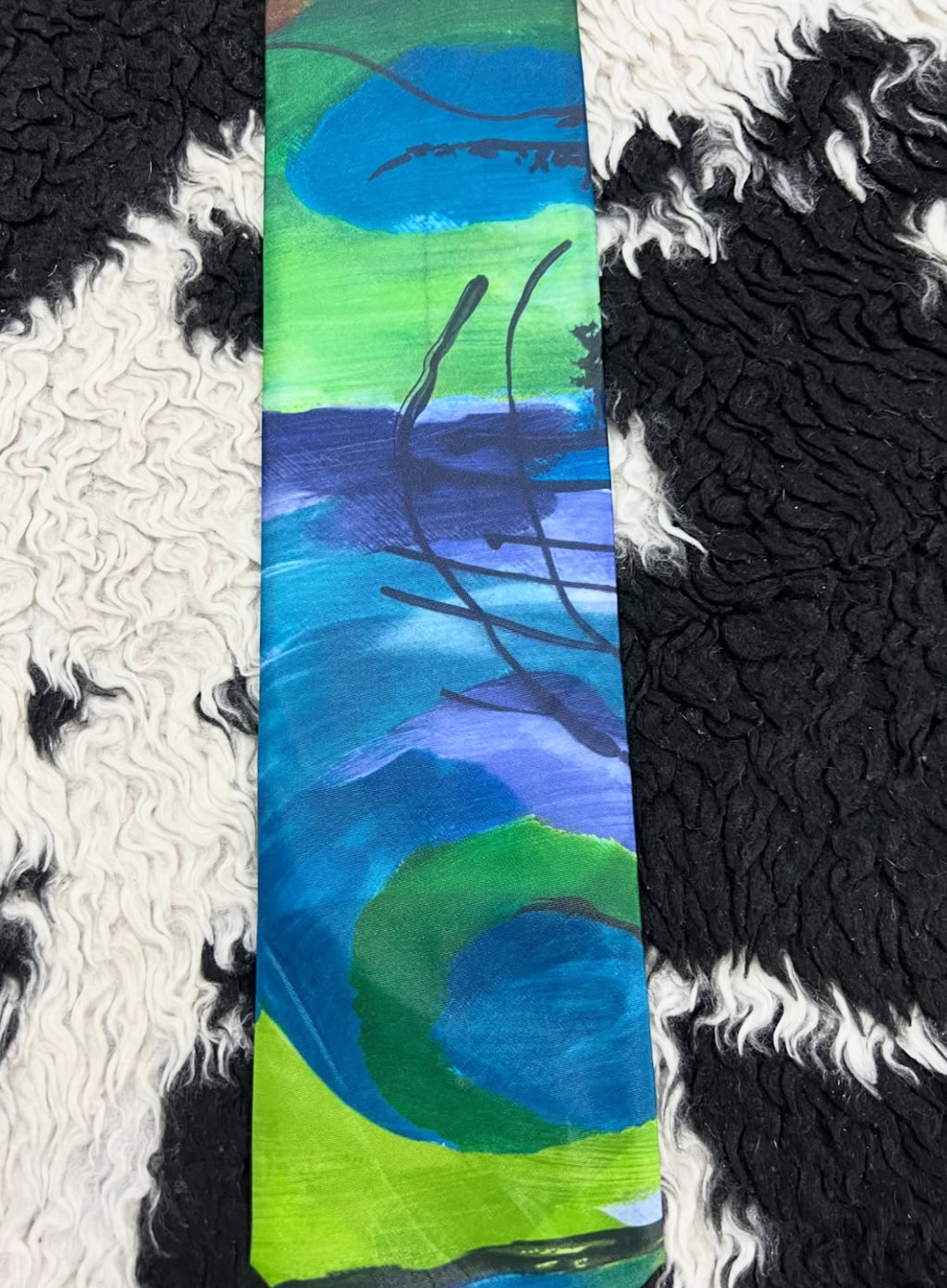 Blue & Green Abstract Art Tie