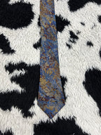 Gilt Edge Blue & Brown Floral Narrow Embroidered Tie
