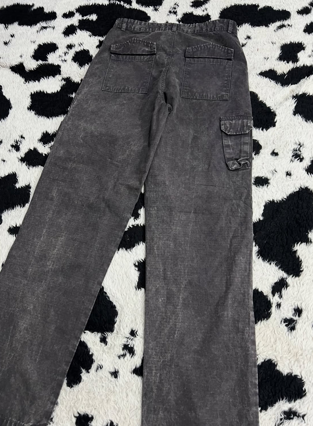 Vintage-Style Washed Brown Cargo Pants (Waist 32)