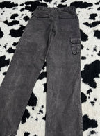 Vintage-Style Washed Brown Cargo Pants (Waist 32)