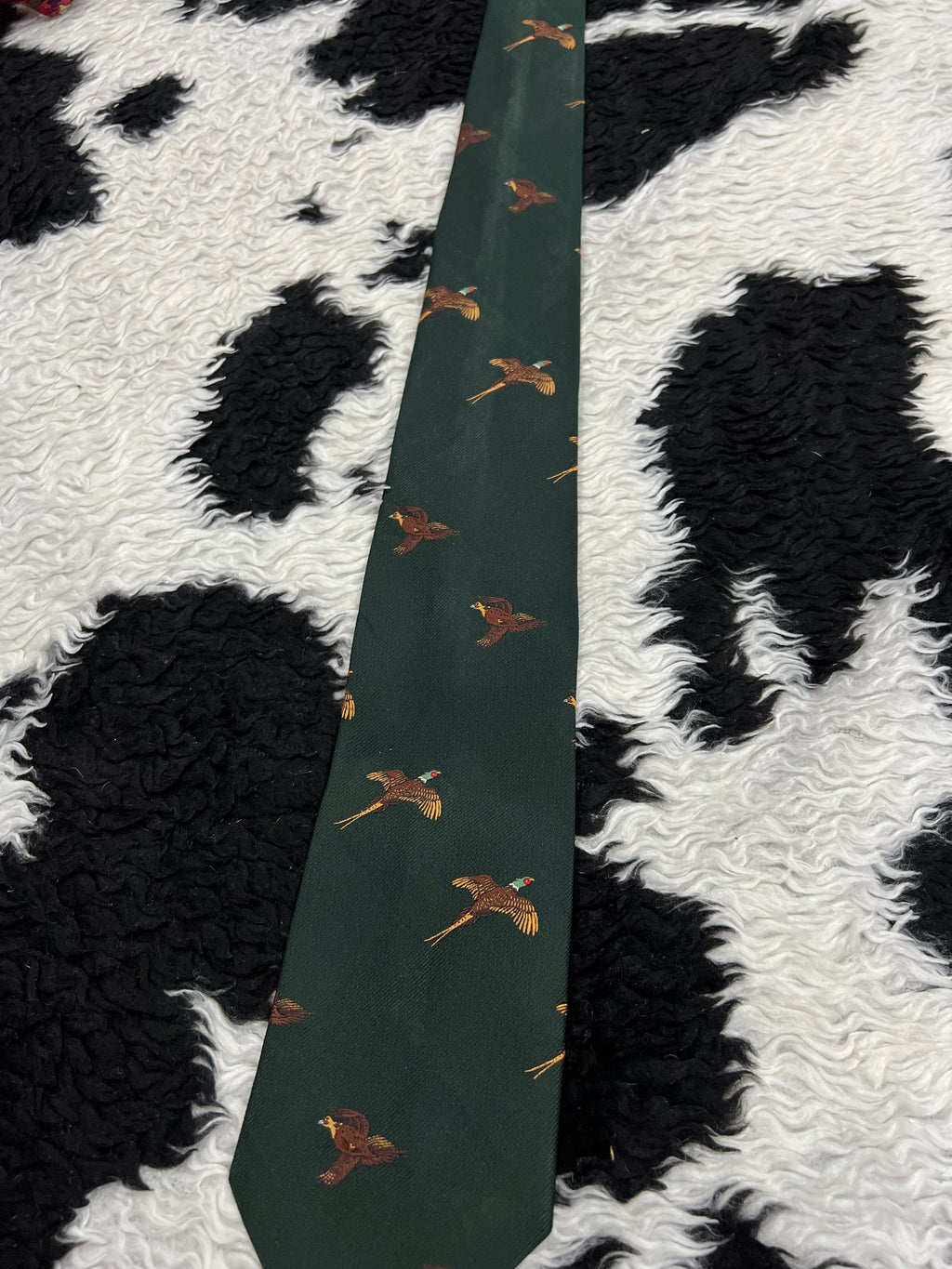 Embroidered Flying Pheasants Tie
