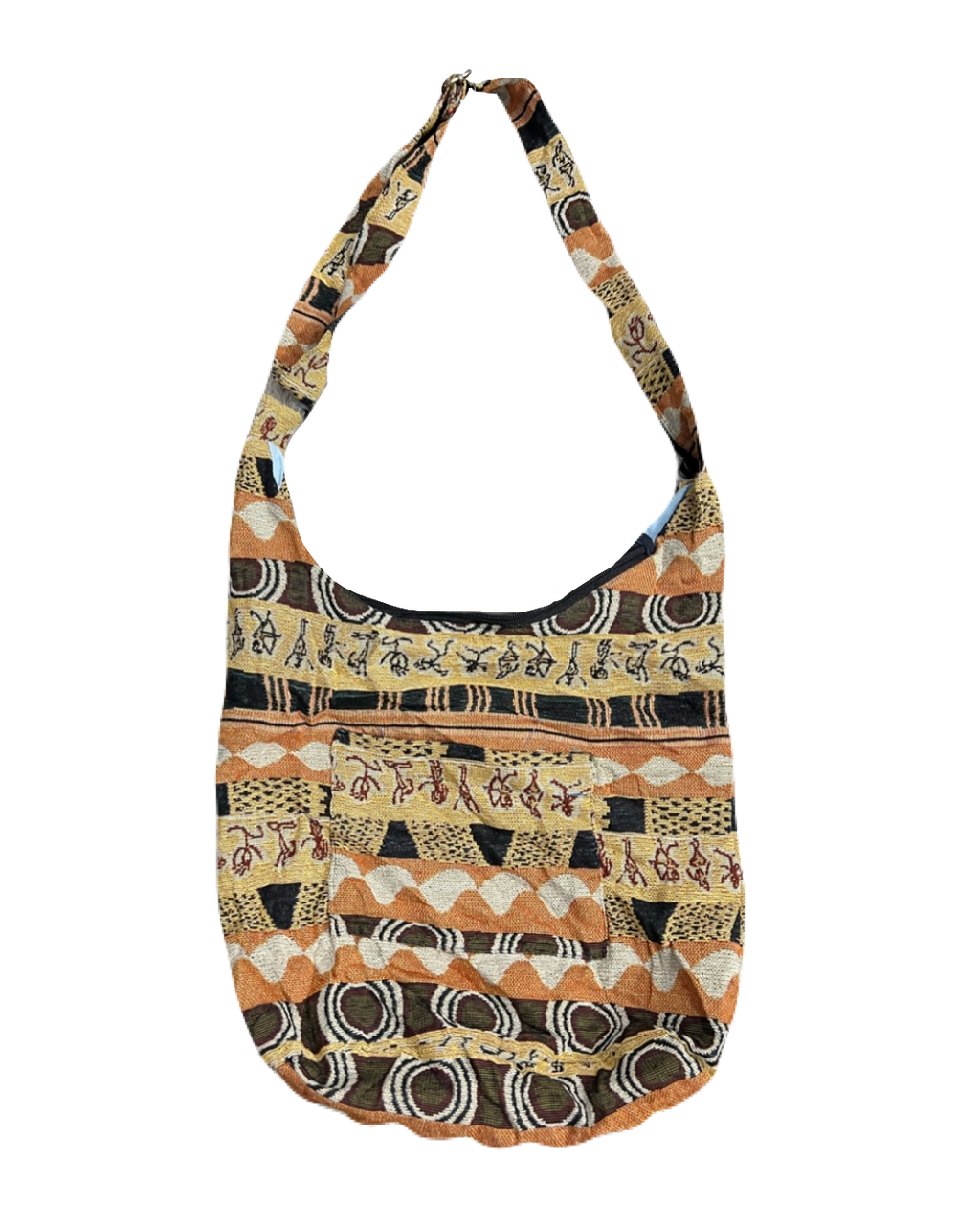 Fully Embroidered Orange & Yellow Bag