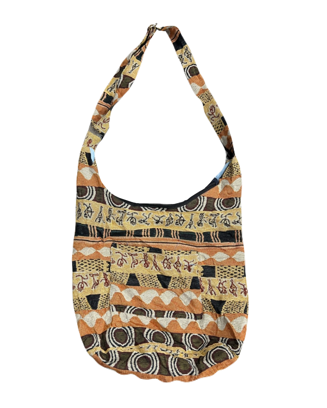 Fully Embroidered Orange & Yellow Bag