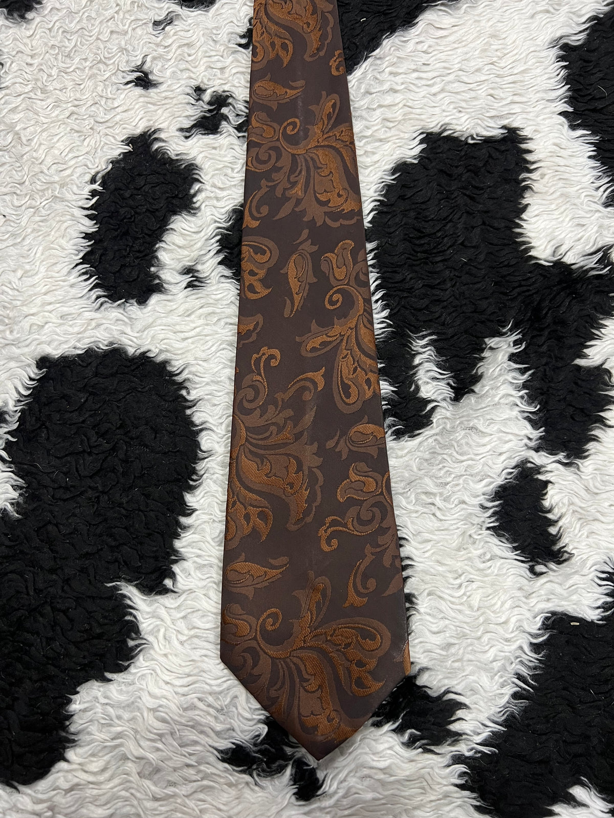 Brown Embroidered Tie