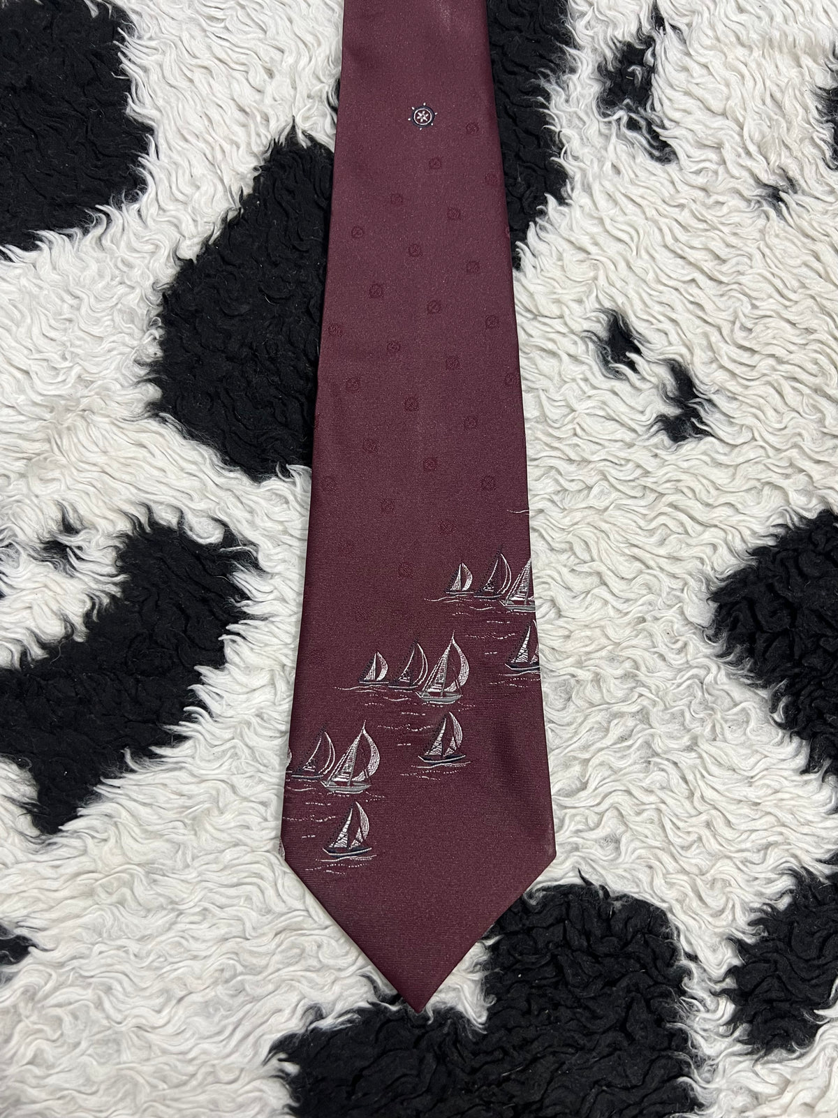 Sailing Boats Embroidered Tie