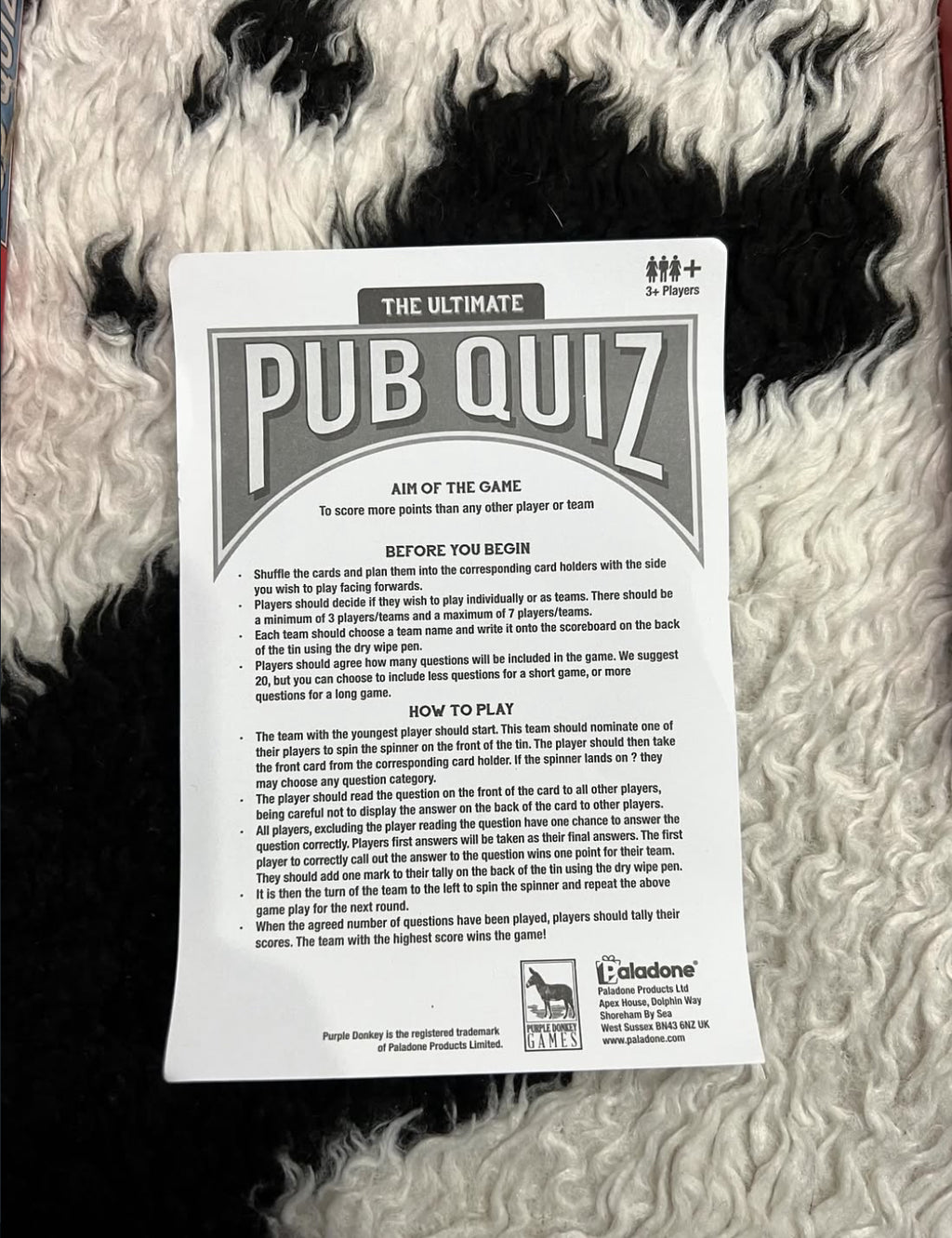 Pub Quiz Card Game