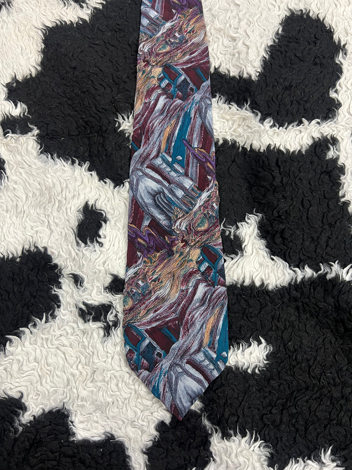 J. Garcia Purple Abstract Painting Tie