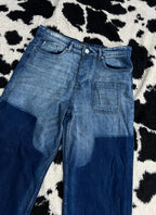 Double-Shaded Spray Painted Pockets Blue Denims (Waist 32)