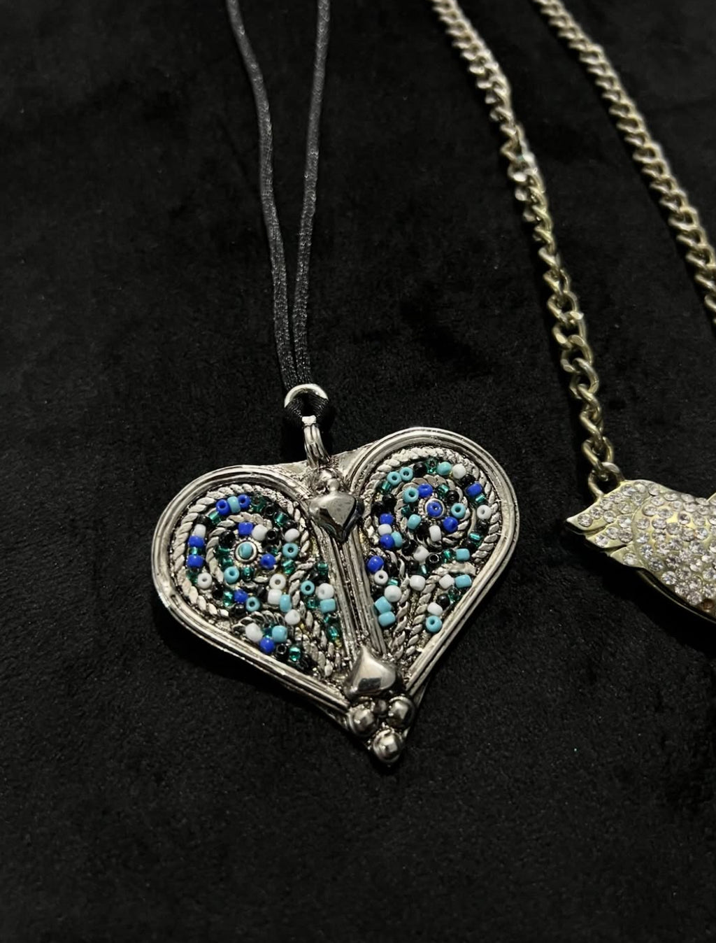 Beaded Metal Heart Necklace
