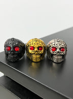Red-Eyed Voodoo Skull Chunky Ring