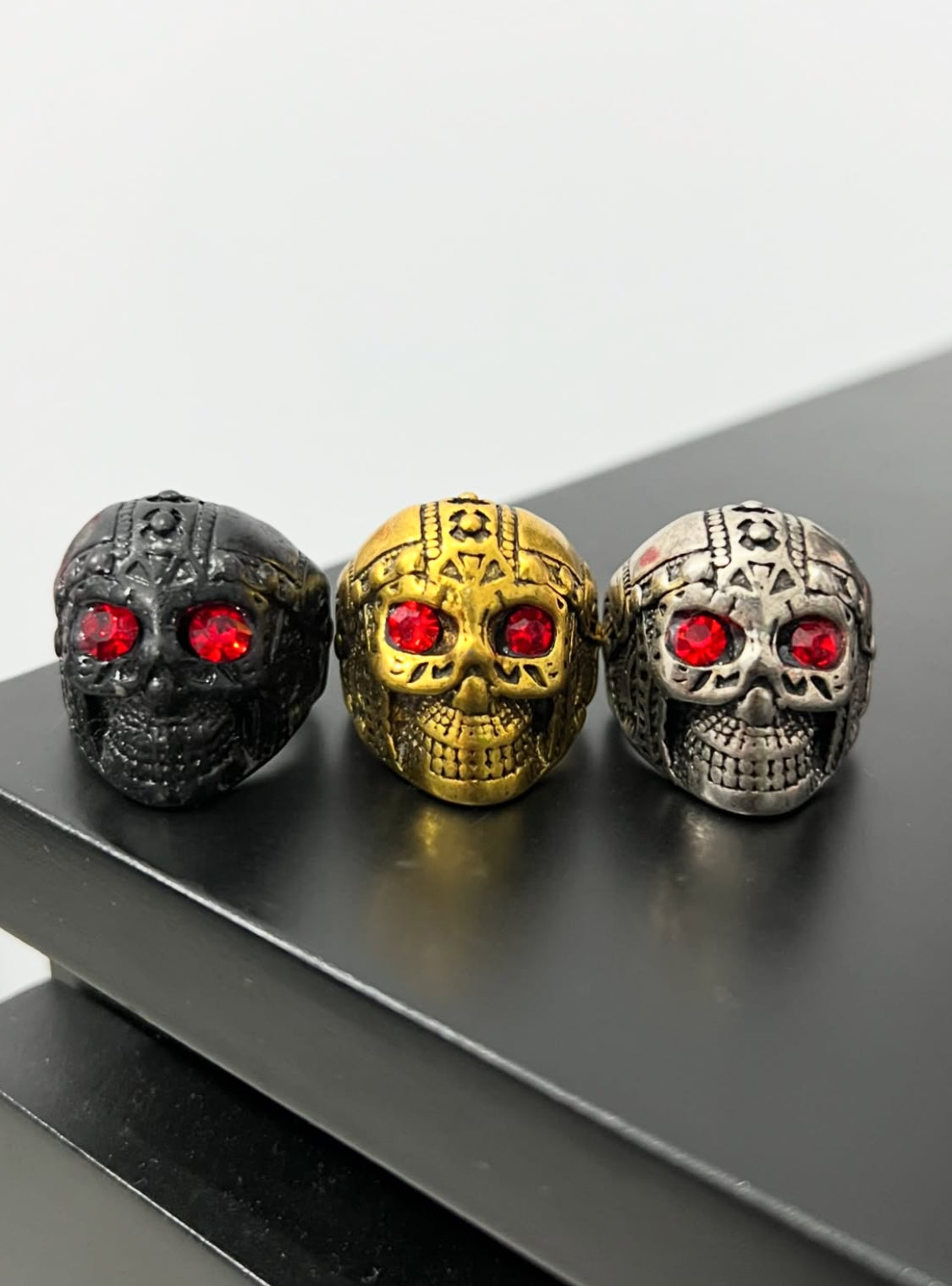 Red-Eyed Voodoo Skull Chunky Ring