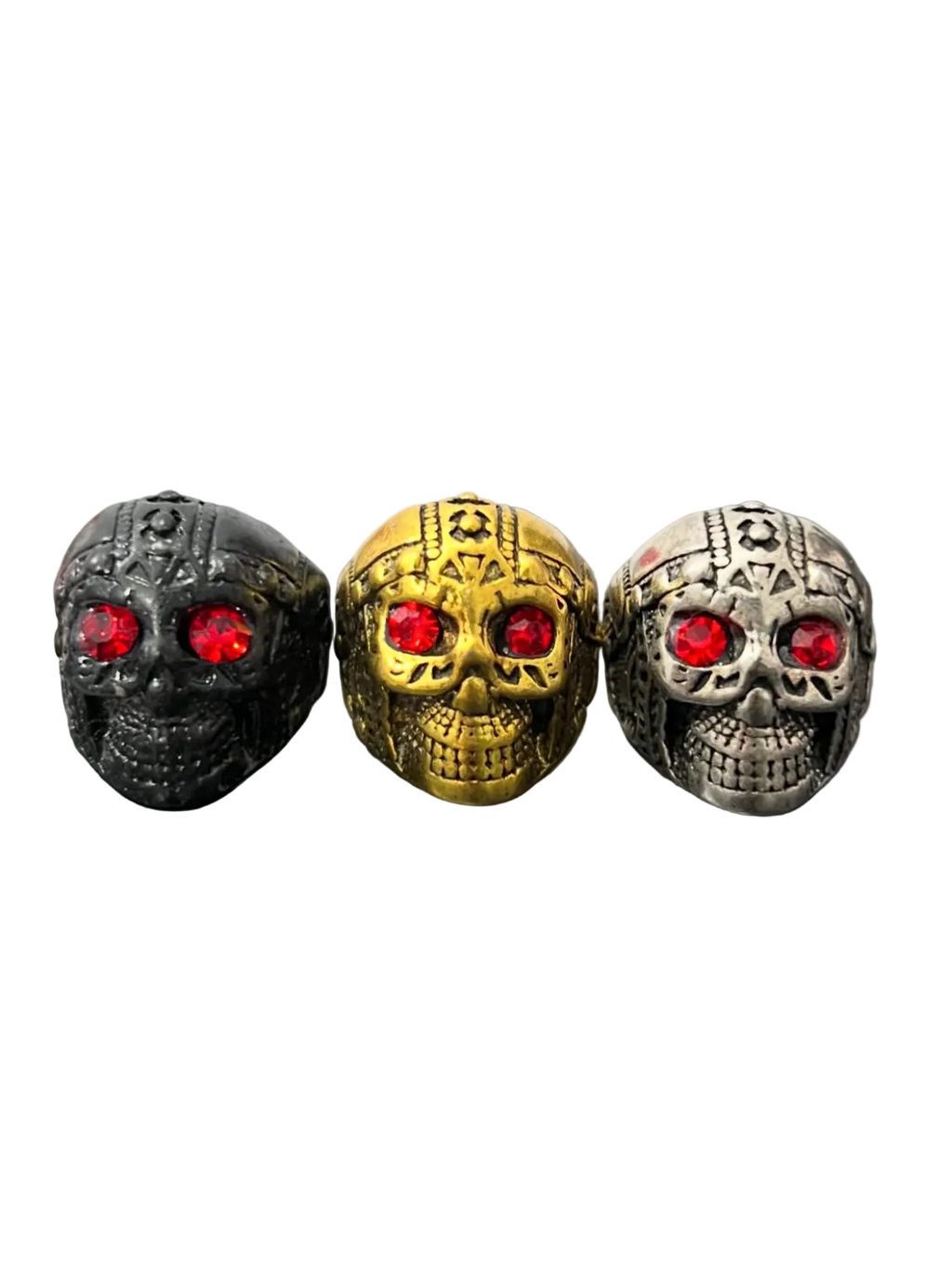 Red-Eyed Voodoo Skull Chunky Ring