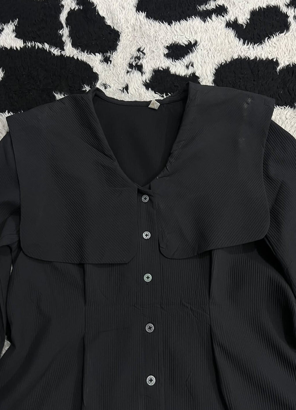 Black Collared Button-Up