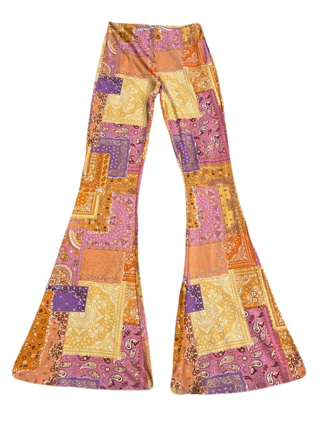 Pink & Orange Paisley Patchwork Bellbottoms (Small)