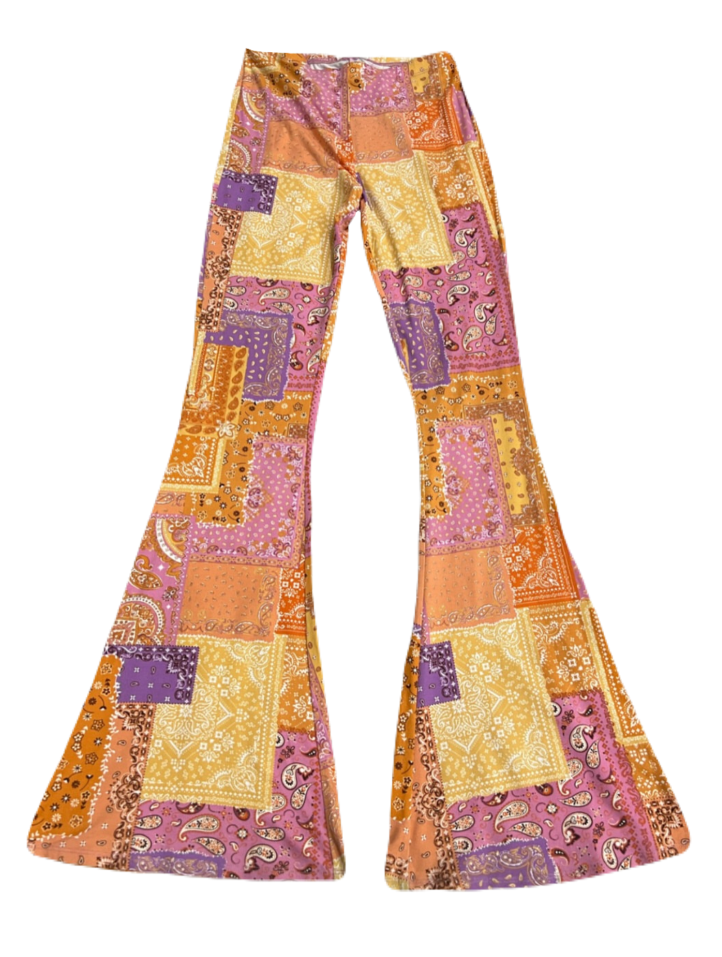 Pink & Orange Paisley Patchwork Bellbottoms (Small)