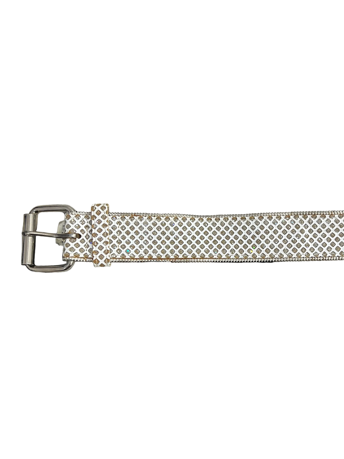 White Glitter Zipper Belt
