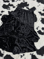 Double-Layered Black Long Velvet Skirt