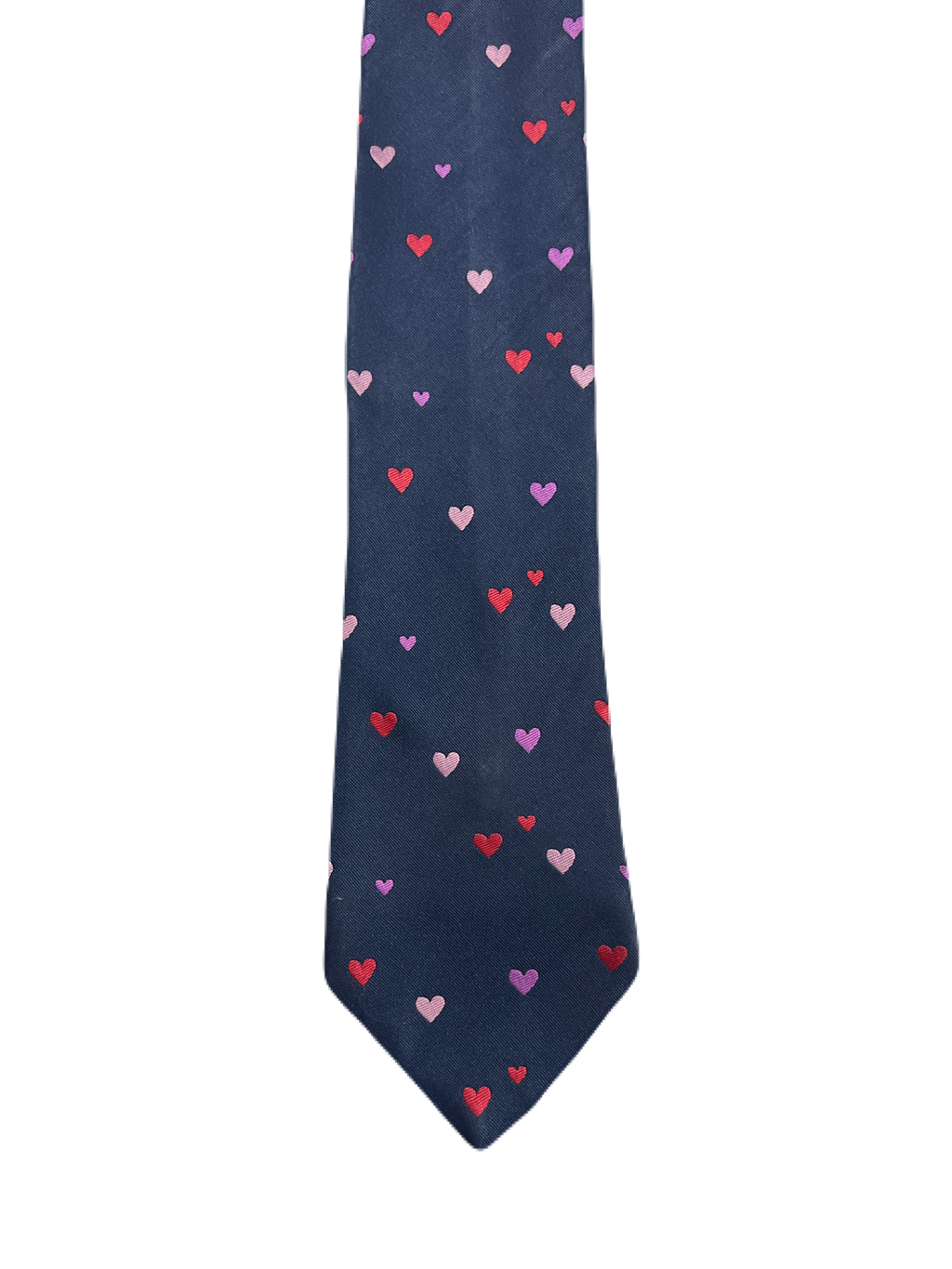 Blue Embroidered Hearts Tie