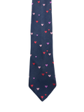 Blue Embroidered Hearts Tie