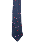 Blue Embroidered Hearts Tie