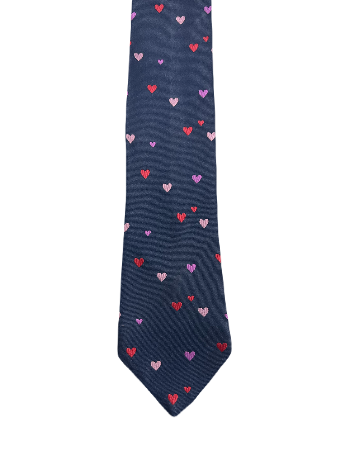 Blue Embroidered Hearts Tie