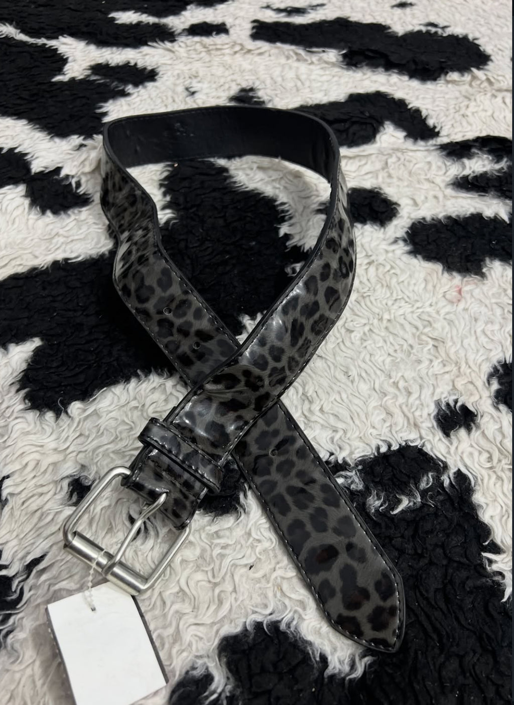 Grey Cheetah Print Belt