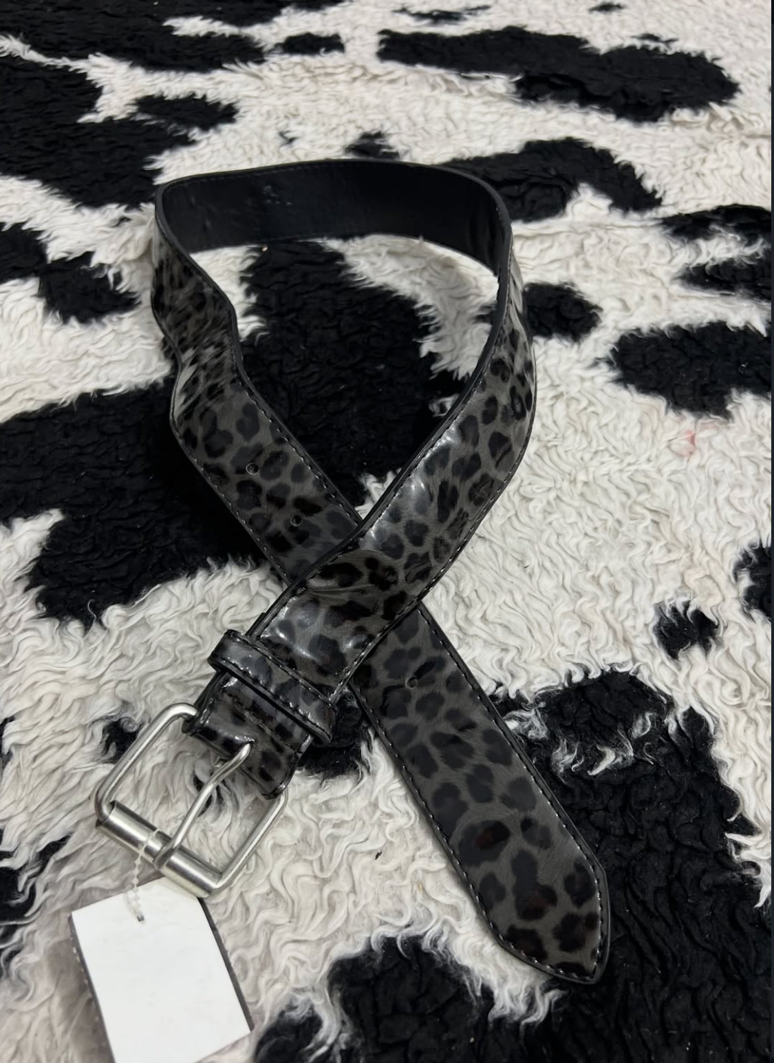 Grey Cheetah Print Belt