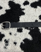 Black Carved Floral Holed Belt