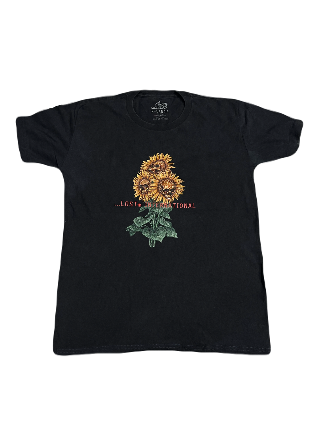 LOST INTERNATIONAL Skull Sunflowers Tee (Medium - Large)